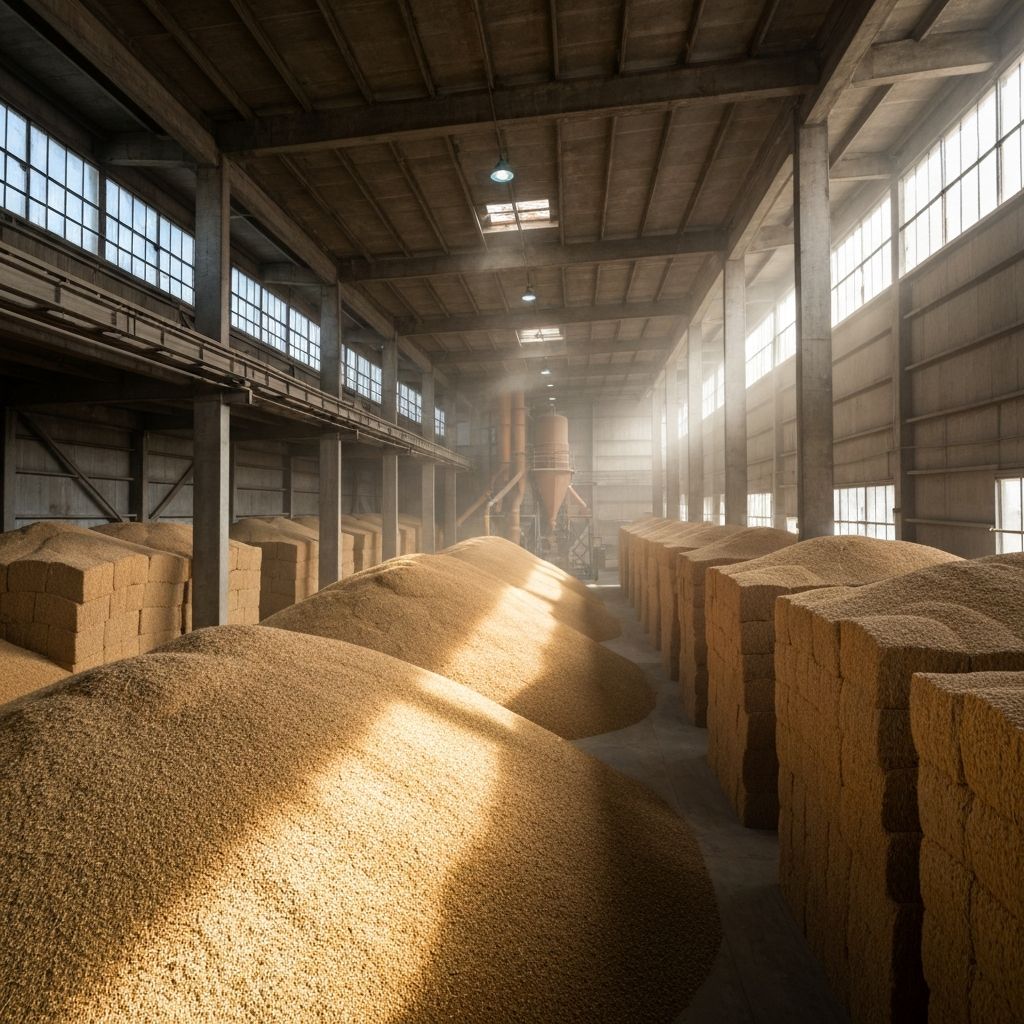 Bulk grain warehouse interior